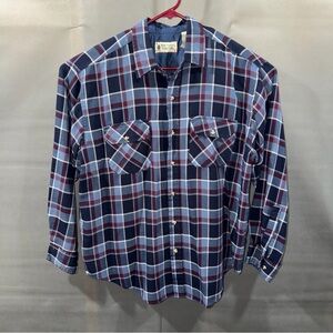 Northwest Territory Men’s Large Blue Plaid Acrylic Long Sleeve Shirt / Read Desc